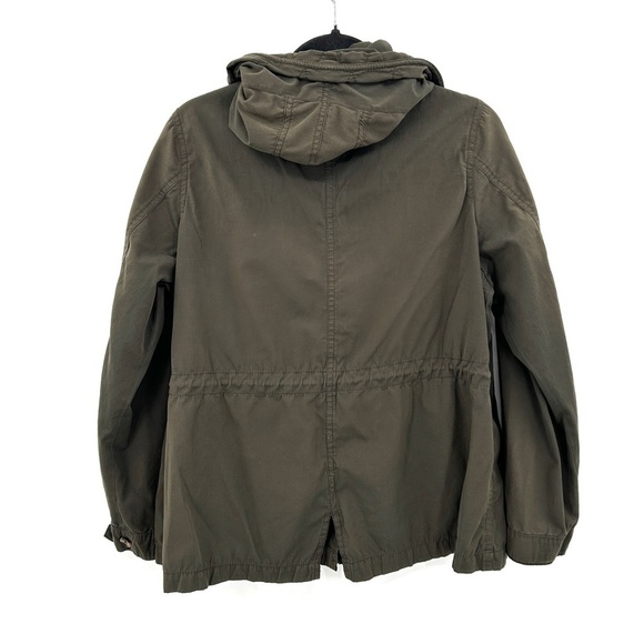 ZARA Basic Army Green Full Zip Snap Button Utility Jacket Size Small - Picture 2 of 6